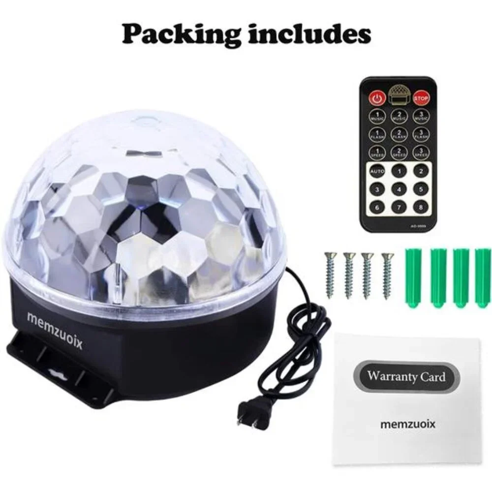 Disco Ball Dj Strobe Light with 6 Colors, Sound Activated Big-Size Magic Stage